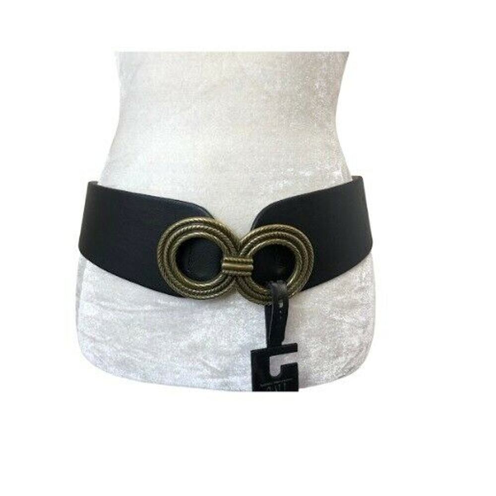 INC Classic Wide Gold Textured Buckle Belt M/L - Picture 2 of 2